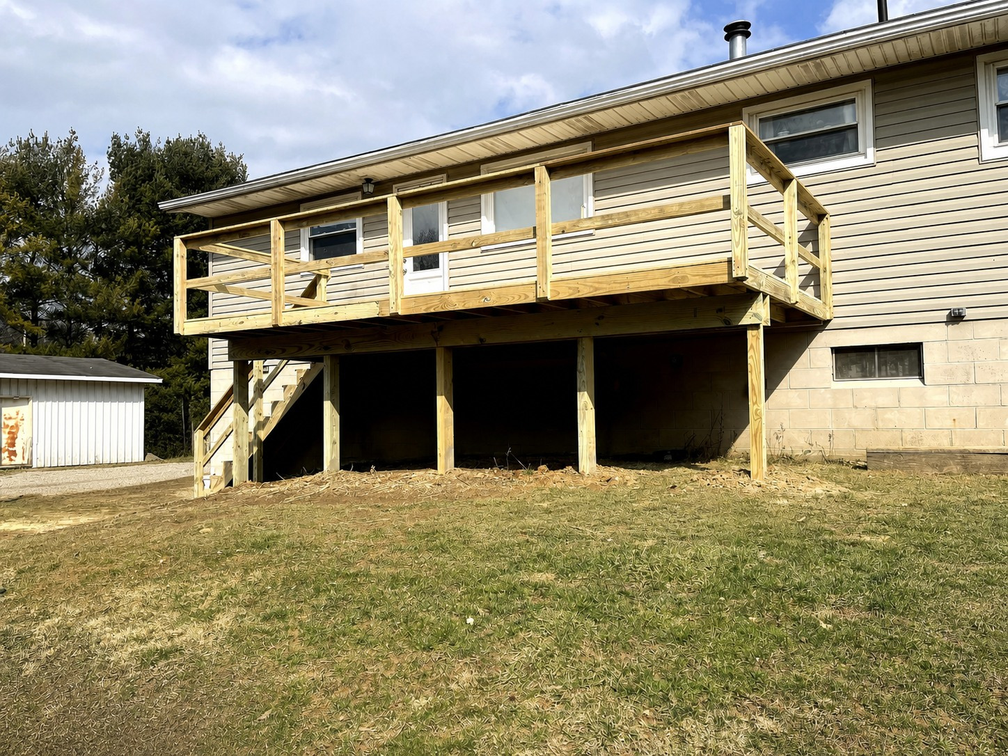 Custom Elevated Wood Deck, completed project photo 1