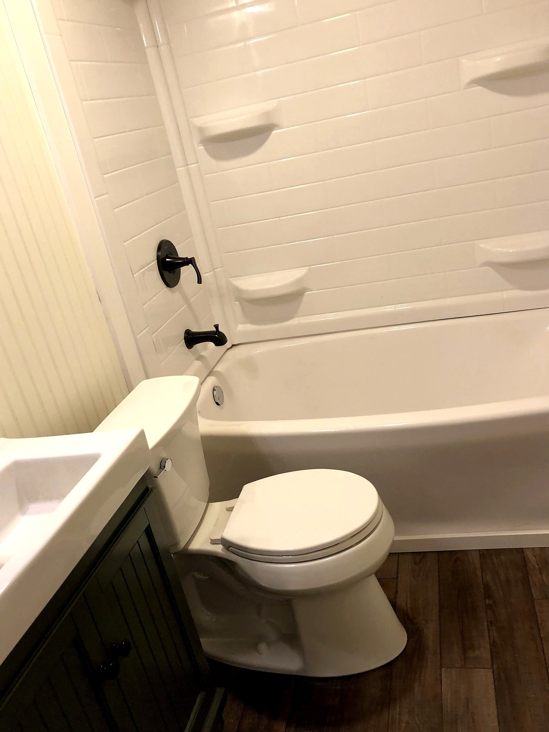 Warm-Finish Bathroom Remodel, completed project photo 1